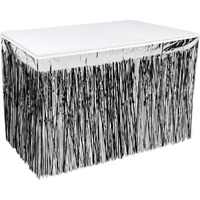 Packaged Black & Silver 2-Ply Metallic Table Skirting