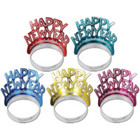 Happy New Year Tiaras (asstd colors), 50 Tiaras Per Package