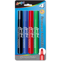 4pk Chisel Tip Permanent Ink Broadline Markers, Non-Toxic - Assorted Colors USA Made