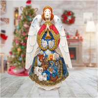 G. Debrekht Carved Wood and Hand-Painted Nativity Angel-Devotion, 14