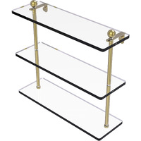 Allied Brass PR-5/16 16 Inch Triple Tiered Glass Shelf, Satin Brass