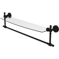 Allied Brass RW-33TB/24-BKM Retro Wave Collection 24 Inch Glass Vanity Integrated Towel Bar Shelf, Matte Black