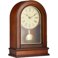 Bulova B7467 Hardwick Clock, Table top, Walnut Brown