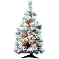 Vickerman Artificial 36  X 24  Indoor Flocked Alaskan Pine Christmas Tree - 100 Dura-Lit Multi-Colored Lights - 127 PVC Tips