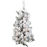 Vickerman Artificial 36  X 24  Indoor Flocked Alaskan Pine Christmas Tree - 100 Dura-Lit Clear Mini Italian Lights - 127 PVC Tips