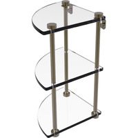 Allied Brass NS-6-ABR Three Tier Corner Glass Shelf, Antique Brass