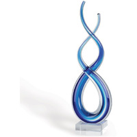 Badash Touch of Blues - Blue Crystal Murano-Style Glass Sculpture - Blue Home Decor Glass Art - 18  Tall Mouth-Blown Glass Wave Sculpture on Crystal Base - Glass Decor Contemporary Home Decor Accent