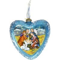 G. Debrekht Limited Edition Nativity Glass Heart Ornament, 5.5 /X-Large