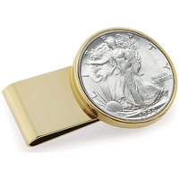 American Coin Treasures U.S. Coin Money Clip - Silver Walking Liberty Half Dollar | Stainless Steel | Layered in Pure 24k Gold | Holds Currency, Credit Cards, Cash | Certificate of Authenticity