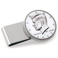 American Coin Treasures U.S. Coin Money Clip - Proof JFK Half Dollar | Stainless Steel Moneyclip Layered in Silver-Tone Rhodium | Holds Currency, Credit Cards, Cash | Certificate of Authenticity