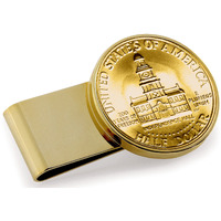 American Coin Treasures Coin Money Clip - JFK Bicentennial Half Dollar Layered in Pure 24k Gold | Stainless Steel | Holds Currency, Credit Cards, Cash | Genuine U.S. Coin