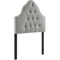 Modway Sovereign Tufted Button Linen Fabric Upholstered Twin Headboard in Gray