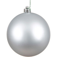 Vickerman 6  Silver Matte Ball Ornaments - 6-Inch Silver 4-Pack - Shatterproof and UV Resistant - Silver Christmas Decor - Silver Holiday Decorations - Tree Ornaments