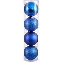 Vickerman 315705-6 Blue Shiny Matte Glitter Sequin Ball Christmas Tree Ornament (4 pack) (N591502BX)