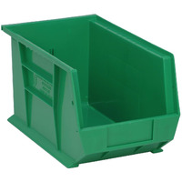 Quantum Storage Systems QUS242GN Ultra Stack & Hang Heavy Duty Part Organizer Green Bins 14  L x 9  W x 8  H 12 Pack