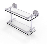 Allied Brass PRBP-2/16-GAL-SCH Prestige Regal 16 Inch Double Gallery Rail Glass Shelf, Satin Chrome