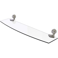 Allied Brass 433G/24-SN Venus Collection 24 Inch Groovy Accents Glass Shelf, 24-Inch by 5-Inch, Satin Nickel