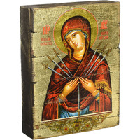 G. Debrekht Virgin Mary of The Seven Swords Wooden Board Art, 6 x 8