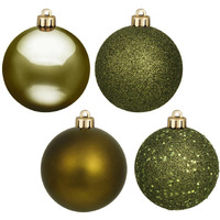 Vickerman 8  Olive 4-Finish Ball Ornament Assortment, 4 per Bag