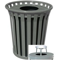 Witt Industries WC3600-AT-SLV 36 Gallon Slatted Steel Receptacle With Ash Top44; Silver