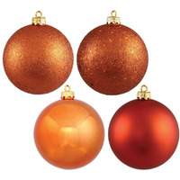 Vickerman 8  Burnished Orange 4-Finish Ball Ornament Assortment, 4 per Bag