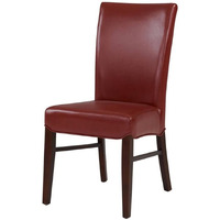 Ne Pacific Direct Milton Bonded Leather, Set of 2 Dining Chairs, Pomegranate