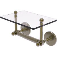 Allied Brass P1000-GLT-24-ABR Prestige Skyline Collection Two Post Tissue Glass Shelf Toilet Paper Holder, Antique Brass