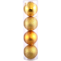 Vickerman 35124-6 Antique Gold Shiny Matte Glitter Sequin Ball Christmas Tree Ornament (4 pack) (N591530DA)