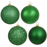 Vickerman 16338-2.75  Green Matte Shiny Sequin Glitter Ball Christmas Tree Ornament (20 pack) (N590704)