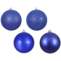 Vickerman 19618 - 3  Cobalt Matte Shiny Sequin Glitter Ball Christmas Tree Ornament (16 pack) (N590822)