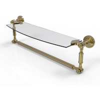 Allied Brass DT-33TB/24-UNL Dottingham 24 Inch Glass Vanity Integrated Towel Bar Shelf, Unlacquered Brass