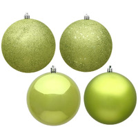 Vickerman 488683 - 12  Lime 4 Assorted Finish Ball Christmas Tree Ornament (Set of 4) (N593073DA)