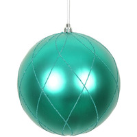 Vickerman 471685 - 6  Teal Matte Finish Glitter Swirl Ball Christmas Tree Ornament (3 pack) (N170742D)