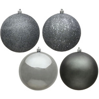 Vickerman 483855-4  Pewter Ball 4 Assorted Finishes Christmas Tree Ornament (Set of 12) (N591087A)