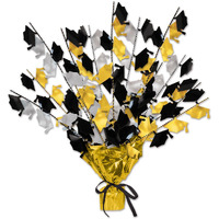 Graduate Cap Black, Gold & Silver Gleam 'N Burst Centerpiece