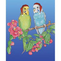 Pipsqueak Productions C973 Parakeet Holiday Bird Christmas Boxed Cards - Pack of 10