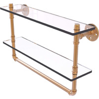 Allied Brass P-430-22-DGSTB Pipeline Collection 22 Inch Doulbe Towel Bar Glass Shelf, 22 , Brushed Bronze