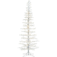 Vickerman 6' x 26  Flocked Kuna Pine Artificial Christmas Tree, Warm White LED Lights - Snow Covered Faux Tree - Seasonal Indoor Home Decor