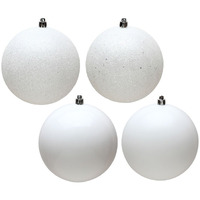 Vickerman 10  White 4-Finish Ball Ornament Assortment, 4 per Bag