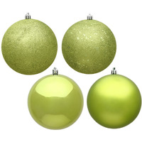 Vickerman 10  Lime 4-Finish Ball Ornament Assortment, 4 per Bag