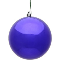 Vickerman 2.4  Christmas Ornament Ball, Purple Shiny Finish, Shatterproof Plastic, UV Resistant, Holiday Christmas Tree Decoration, 24 Pack