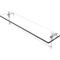 Allied Brass FT-1/22TB-WHM Foxtrot 22 Inch Glass Vanity Integrated Towel Bar Shelf, Matte White