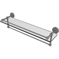 Allied Brass DT-1TB/22-GAL-GYM Dottingham 22 Inch Gallery Glass Towel Bar Shelf, Matte Gray