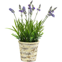 Vickerman Everyday 16.5  Indoor Artificial Lavender - Round Paper Pot - Premade Durable Plastice Arrangement for Home Or Office Decor - Maintenance Free