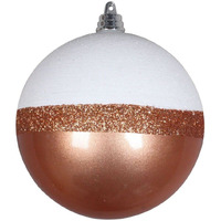 Vickerman 553015-4  Rose Gold/White Glitter Candy Ball Christmas Tree Ornament (6 pack) (MT180758)