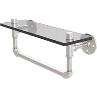 Allied Brass P-410-16-GSTB Pipeline Collection 16 Inch Towel Bar Glass Shelf, Satin Nickel