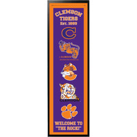 Encore Clemson Tigers Logo History Felt Banner - 14 x 37