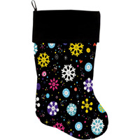 Christmas Velvet Stocking,  Christmas Party Group  **Choose from 5 different patterns!** Smiley Snowflakes