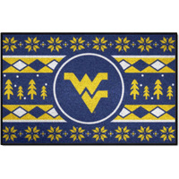 FANMATS 25859 NCAA - West Virginia Mountaineers Holiday Sweater Starter Mat Accent Rug - 19in. x 30in. | Sports Fan Home Decor Rug and Tailgating Mat