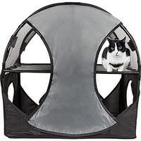 Pet Life Collapsible Soft Folding Pet Cat House, Grey/Black